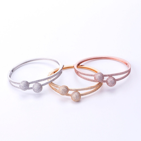 New Fashion Luxury Wedding Rings Rigid Bracelet Exquisite Rings Classic Bracelets Couples Luxury Bangles Gold Silver Rose Bangle Party Gift