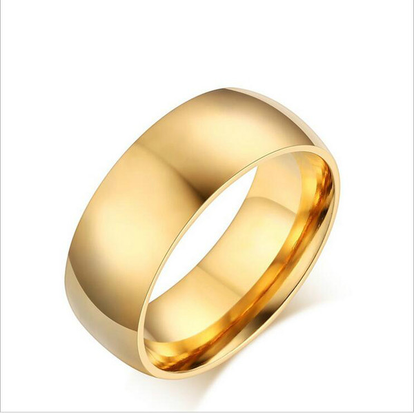 Vintage 18k gold plated ring wedding engagement rings for women / men stainless steel jewelry R-012G