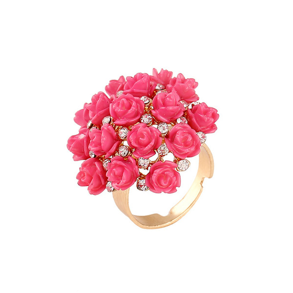 Rose Ring Ceramics Personality Female Diamond Insert Ring BA Sub Ornaments