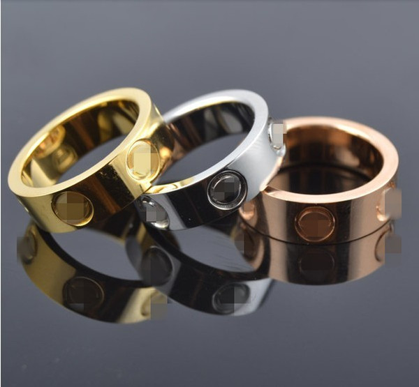 titanium steel silver rose gold love ring gold ring for lovers couple ring