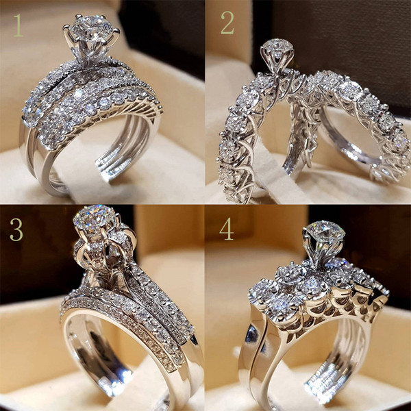 Multiple Style Bling Bling Rhinestone Bridal Ring Women Zircon Wedding Set Ring Gift for Couple Love High Quality