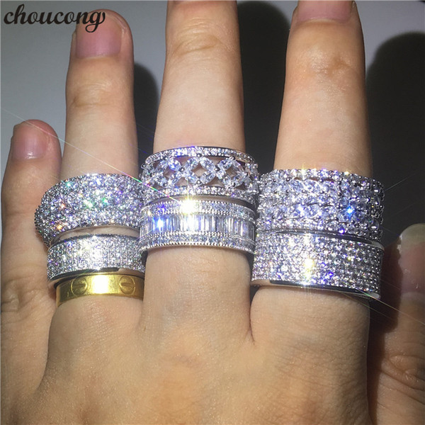 choucong 6 Styles Charm Promise Finger Ring 925 sterling Silver Diamond Engagement Wedding Band Rings For Women Men Jewelry