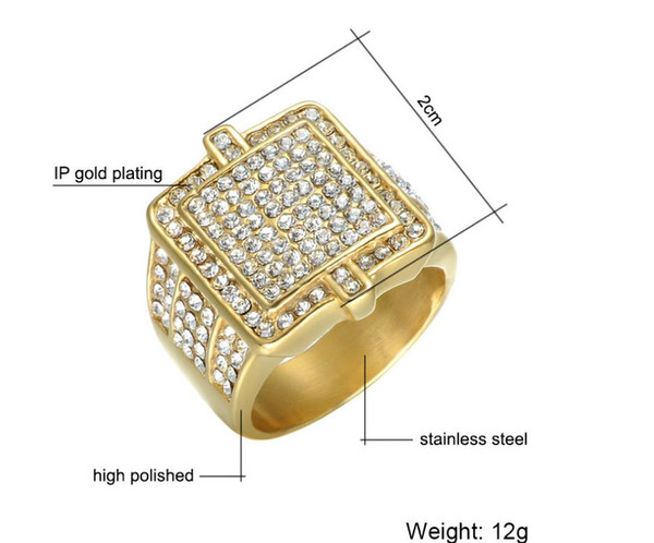 Explosive European and American Fashion Attractive High-quality Stainless Steel Jewelry Titanium Steel Diamond Luxury Hip-Hop Men's Ring