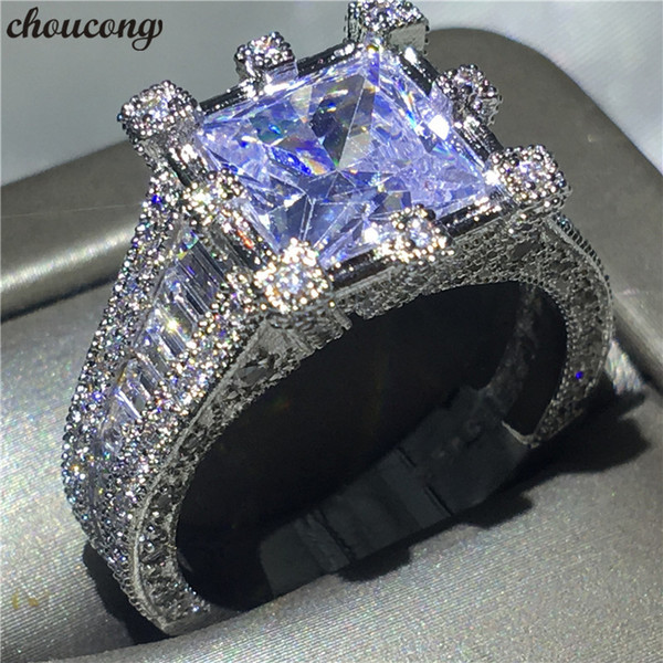 choucong Vintage Court Ring 925 Sterling Silver Clear 3ct 5A cz Engagement Wedding Band Rings For Women Bridal Jewelry Gift