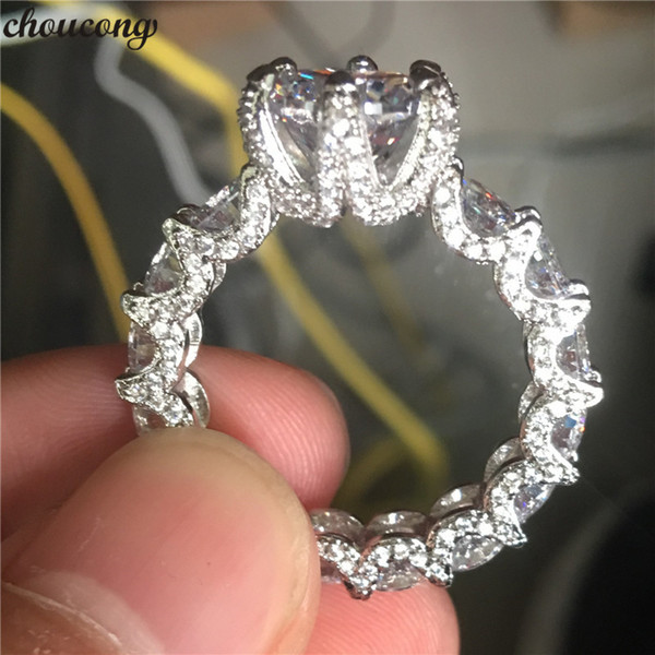 choucong Elegant Flower Ring 925 sterling Silver Claw set 3ct Diamond Engagement Wedding Band Rings For Women Jewelry