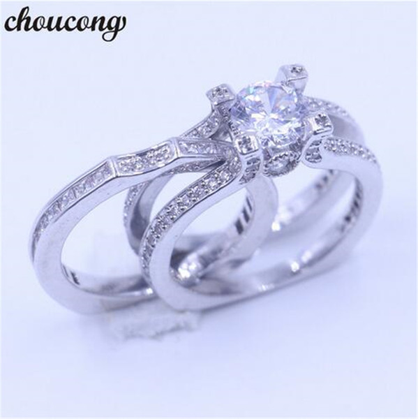 choucong women Wedding Bridal sets Jewelry Diamonique 5A zircon cz ring 925 Sterling Silver Engagement Band Ring for women men