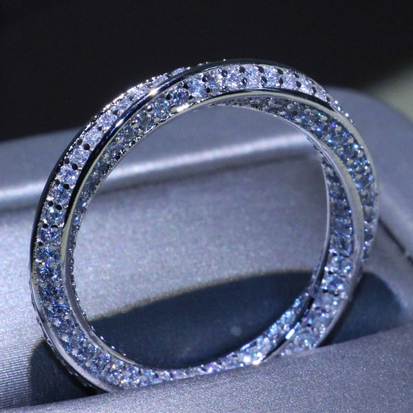 Wholesale Stunning Simple Circle Ring Luxury Jewelry 925 Sterling Silver Pave Micro 5A Zirconia CZ Party Mobius Wedding Rings For Women Gift