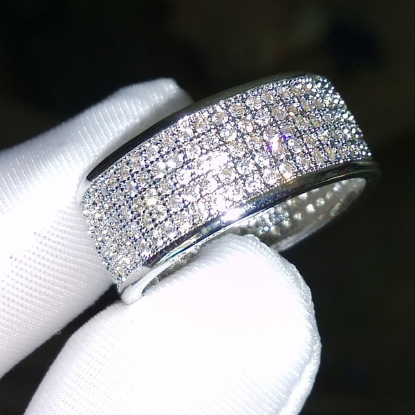 choucong Round band ring 250Pcs 5A Zircon stone 10KT White Gold Filled Ring Set Sz 5-11 Free shipping