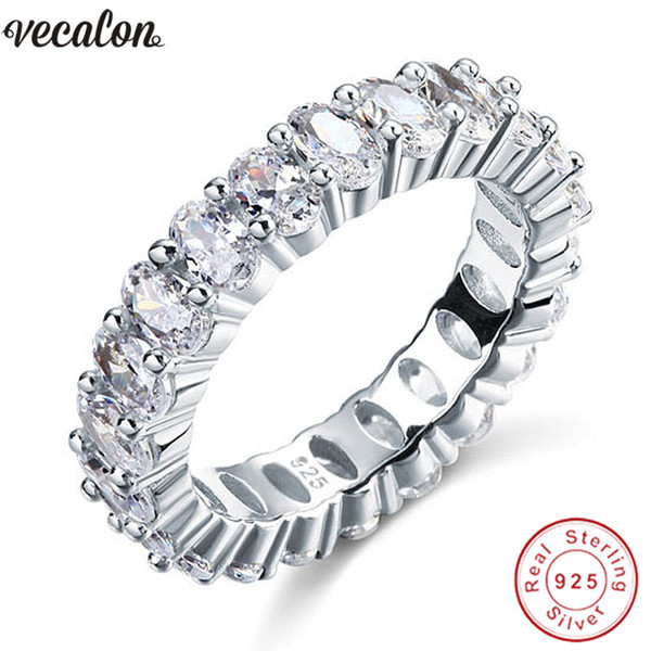 Tennis Promise Finger Ring 925 sterling silver oval cut Diamond Cz Engagement rings for women Bridal Fine Jewelry