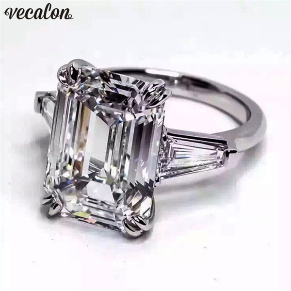 Vecalon Luxury jewelry 100% Real 925 Sterling Silver ring 4ct 5A Zircon Cz Engagement wedding Band rings for women Bridal bijoux