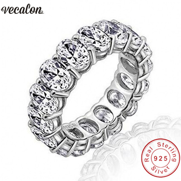 Vecalon 2018 Promise Wedding Bands Ring 925 Sterling Silver Oval cut Diamond Cz Engagement rings for women men Finger Jewelry