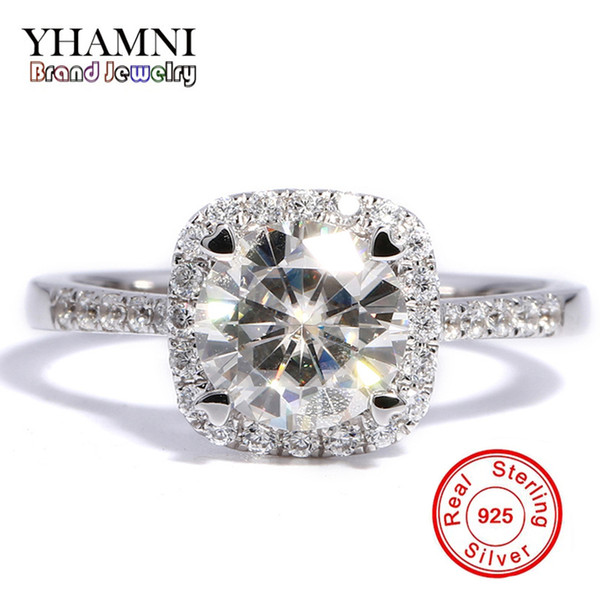 YHAMNI 90% OFF Big Sale Classic Original Silver Engagement Wedding Band Rings for Women 1ct Diamond Ring 925 Sterling Silver R035