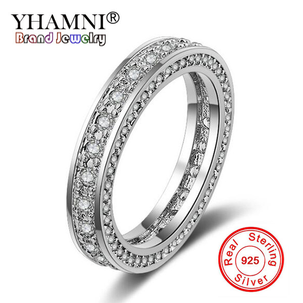 YHAMNI Original 925 Solid Silver Rings For Women Small CZ Surround Fashion Wedding Jewelry Luxury Rings Wholesale OJZ050