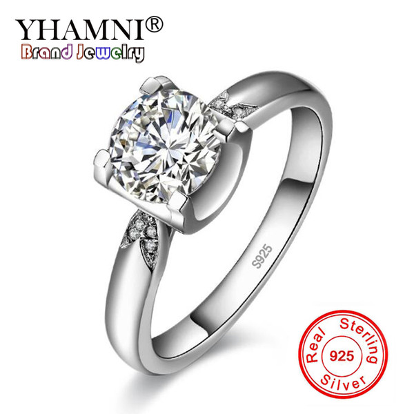 YHAMNI New Fashion Classic Soild 925 Sterling Silver Wedding Ring CZ Zircon Jewelry Engagement Brand Rings for Women Gift YJZ361