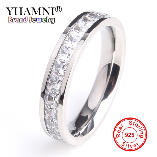 YHAMNI Luxury Lovely Gift Rings Silver Color Micro Inlay Full Cubic Zirconia Diamond Romantic Jewelry Party Rings for Girl Women BR060