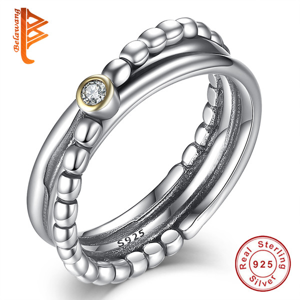 BELAWANG Wholesale Silver BRAIDED Rings for Women Engagement Wedding Ring Cubic Zirconia Twist Love Rings 925 Sterling Silver Jewelry