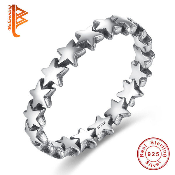 BELAWANG 925 Sterling Silver Rings Star Trail Stackable Finger Ring For Women/Lovers Authentic Jewelry Mother's Day Gift Wholesale #678