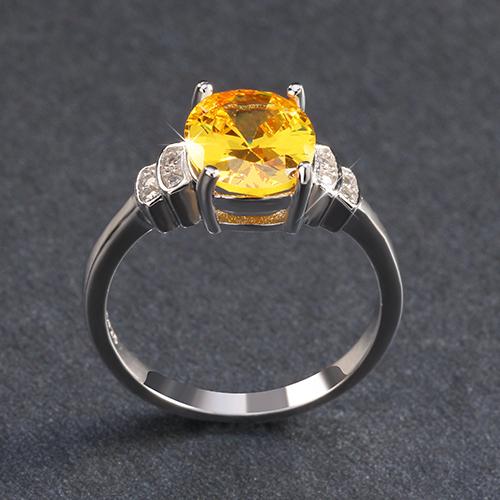 ORSA JEWELS Luxury 4ct Yellow Cubic Zirconia Solitaire Rings Women Lead & Nickel Free Silver Color Elegant Ring Jewelry OR58