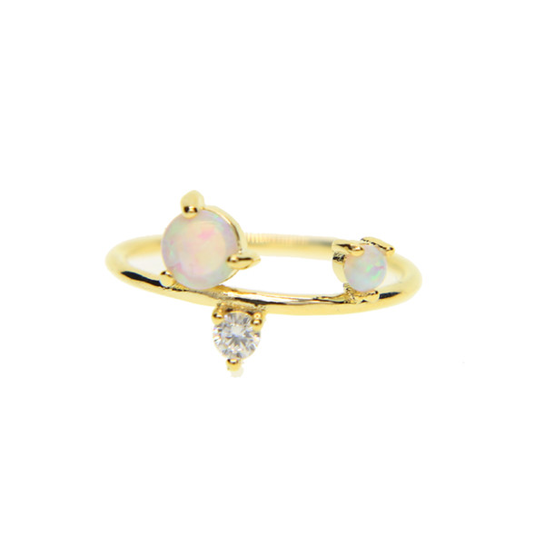 US size 6 7 8 fashion gold plated jewelry cz opal gemstone fashion women ladies delicate dainty thin simple stone ring