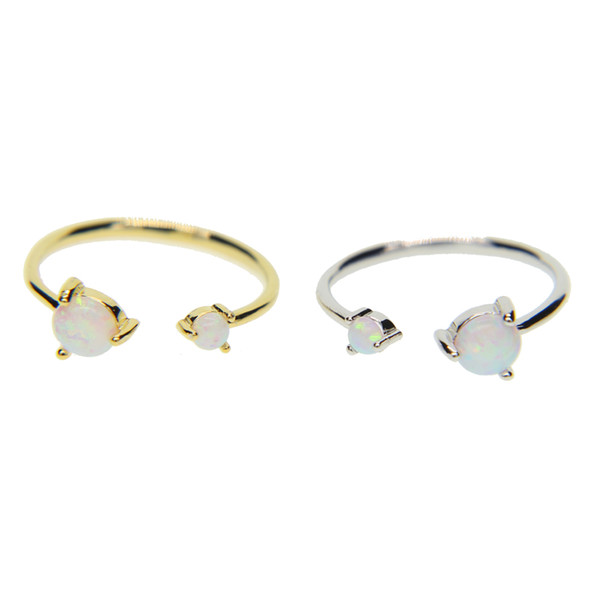 simple design delicate silve gold plated fashion jewelry open sized women ladies thin band party jewelry opal cz ring