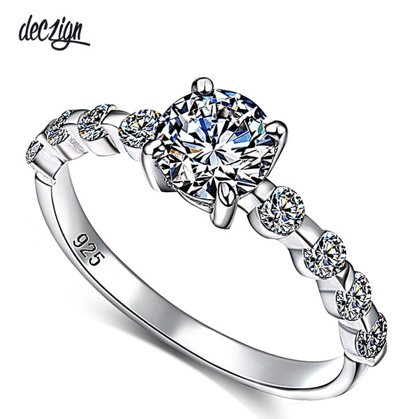 Deczign New Wedding Party White Cubic Zircon Jewelry Design Silver Ring for Women Girl Friend Anillos Mujer SJ22546