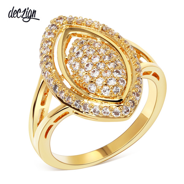 Deczign New Trend Women Luxury Oval Shape Environmental Friendly Brass Rings Allergy Engagement Ring YR7250