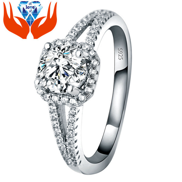 Luxury 925 Silver Diamond Wedding Ring Hybrid Simulated Diamond Engagement Ring for Women