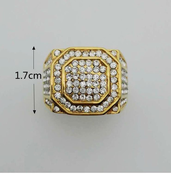 The latest explosive fashion attractive stainless steel/titanium steel gold-plated diamond trendy luxury hip-hop boutique men's ring