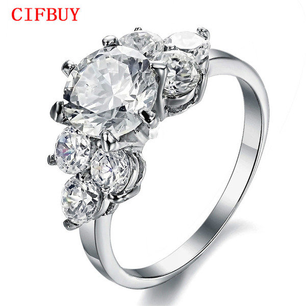 CIFBUY Jewelry AAA+ Cubic Zirconia Woman Ring Hot Selling Stainless Steel Women's Jewelry Ring Luxury Design Best Gift GJ4418