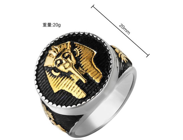 European and American fashion boom fashion attractive stainless steel Egyptian Pharaoh gold-plated retro man ring hip hop titanium ring