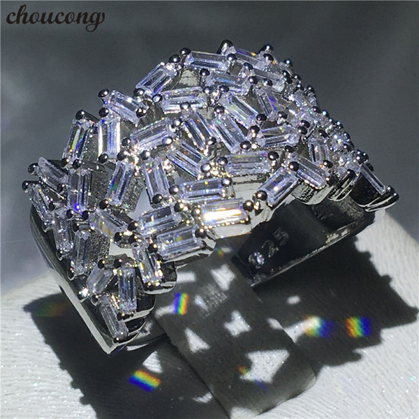 choucong Unique women Ring T-shape Diamond White Gold Filled Engagement Wedding Band Rings for women men Finger Jewelry