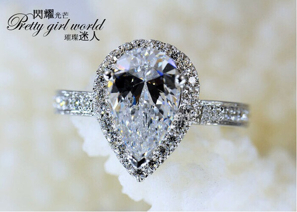 choucong Stunning Pear Cut Diamond 925 Sterling Silver Engagement Wedding Ring Sz 5-11 Free shipping Gift