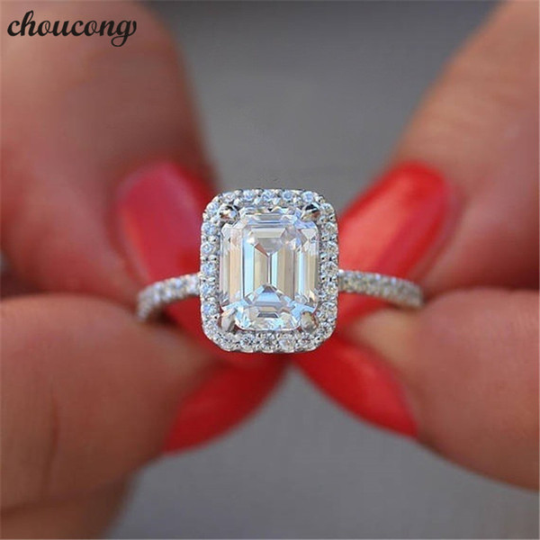 choucong Charm 925 sterling Silver Finger ring 2ct Sona 5A Zircon Engagement Wedding Band Rings For Women Bridal Jewelry