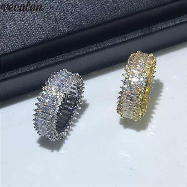 Vecalon Statement Promise ring 925 Sterling Silver Diamonds Cz Engagement wedding band rings For women Party Finger Jewelry