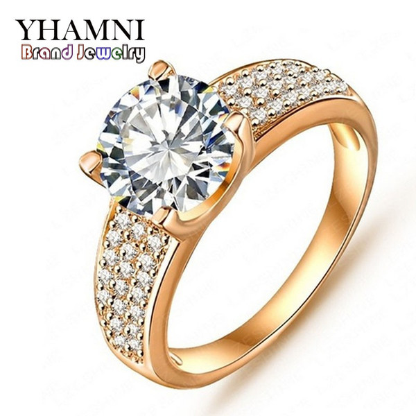 Big Promotion!!! Fashion 24K Gold Filled Wedding Rings For Women Engagement Jewelry Vintage Ring Zirconia Accessories cri0010