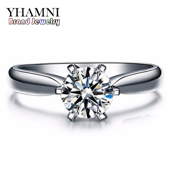 Big 95% OFF!!! YHAMNI New Fashion White Gold Filled Wedding Rings For Women Brand Luxury 1 Carat CZ Diamond Gold Rings Jewelry 18K018