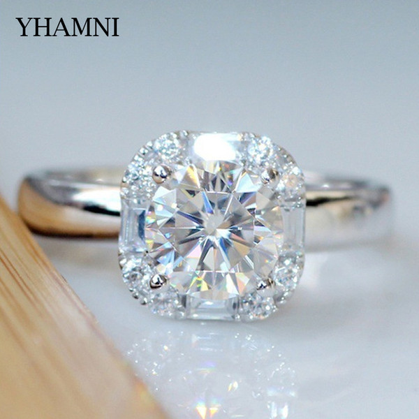 YHAMNI New Fashion Flash Drill Diamant Ring Original 925 Silver Jewelry Shiny 2Ct Round CZ Elegant Beauty Ring Wholesale RA0358