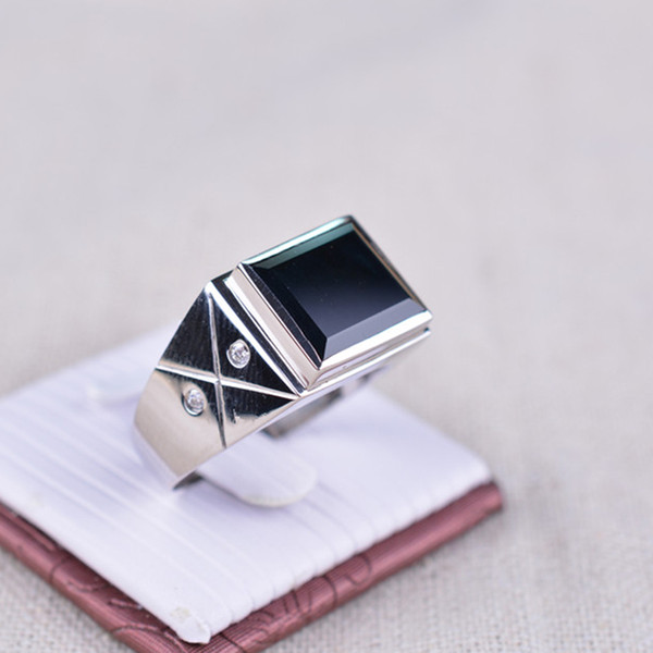 Vintage man sapphire ring 10*13mm natural dark blue square cut sapphire 925 solid sterling classic man silver ring gift for father's day