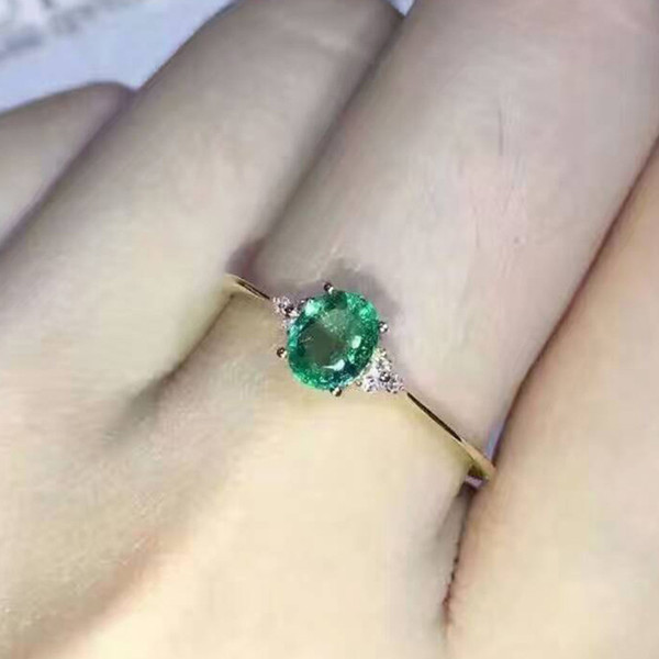 Simple design emerald wedding ring for woman 0.4 ct 3mm*5mm natural emerald silver ring solid 925 silvr emerald gemstone wedding ring