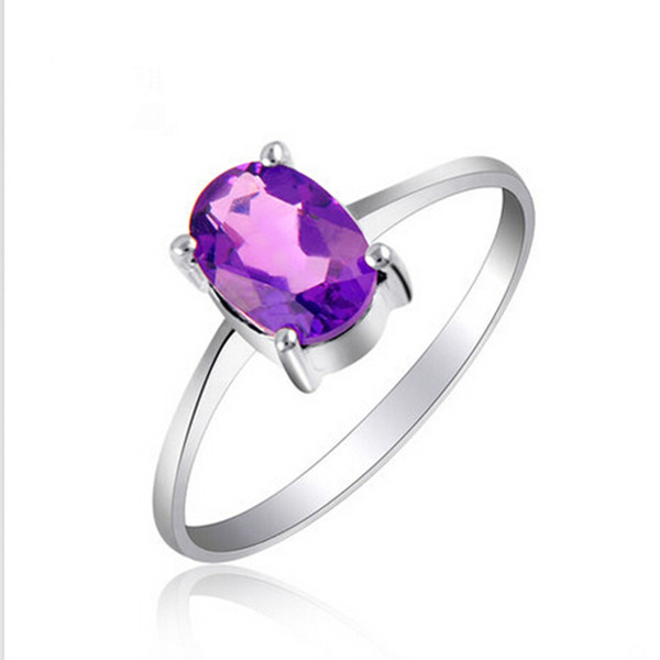 Romantic ring for wedding 100% natural amethyst crystal ring real 925 sterling silver jewelry for lady's best fashion ring gift