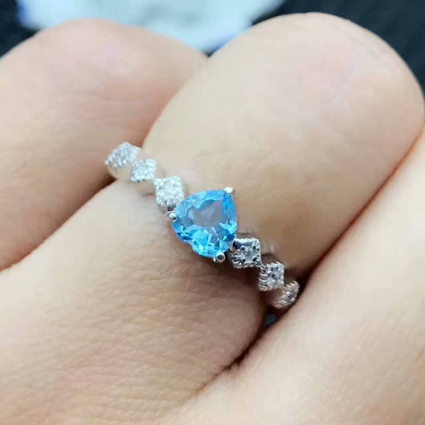 Promotion fashion topaz ring romantic heart shape natural topaz gemstone solid 925 silver topaz ring romantic gif for girlfriend