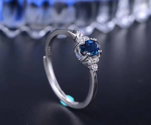 Romantic sapphire wedding ring for woman 4mm*6mm 0.5ct natural sapphire gemstone ring solid 925 sterling silver sapphire ring