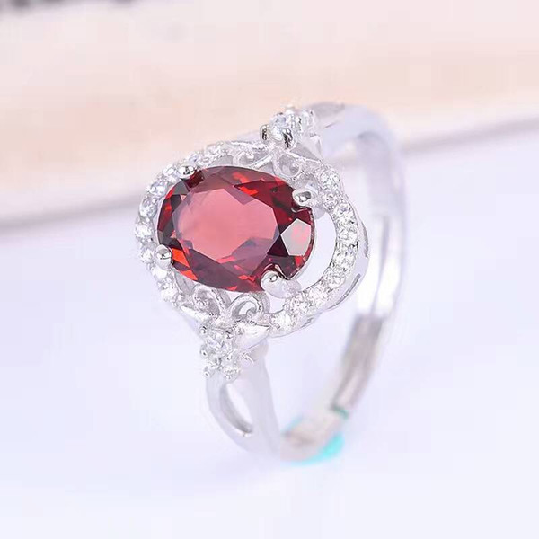 Classic engagement ring 1 ct natural garnet gemstone ring solid 925 sterling silver garnet ring romantic birthday gift for wife