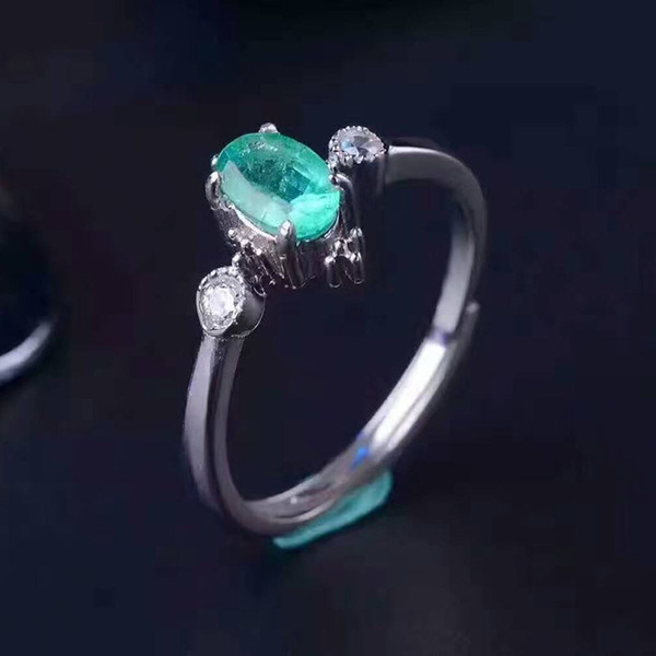 Classic emerald wedding ring for woman 0.5 ct natural emerald gemstone solid 925 silver emerald gemstone ring best valentine day gift