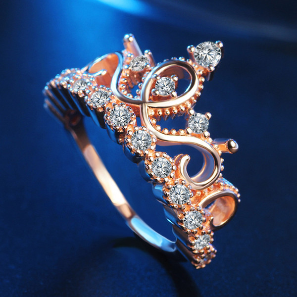 New arrival hot sale jewelry ring jewelry rose gold plating diamond ring female crown ring anillo