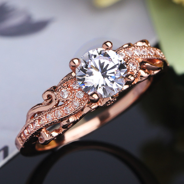 American and American Princess of fashion Princess betrothed rose gold ring micro - zircon ring female cross-border e-commerce exclusive sup