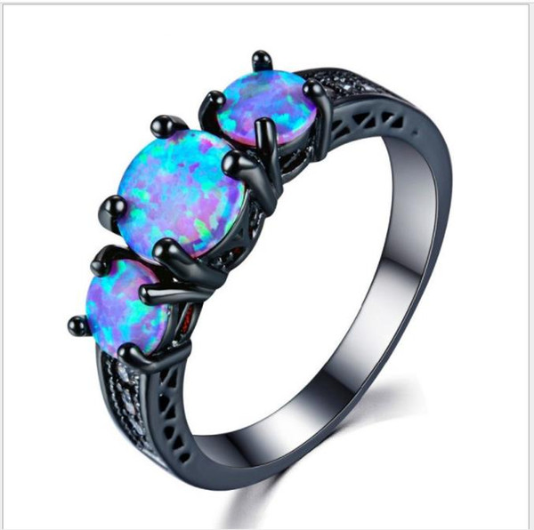 Occident fashion, treasure ring, opal black gold jewelry