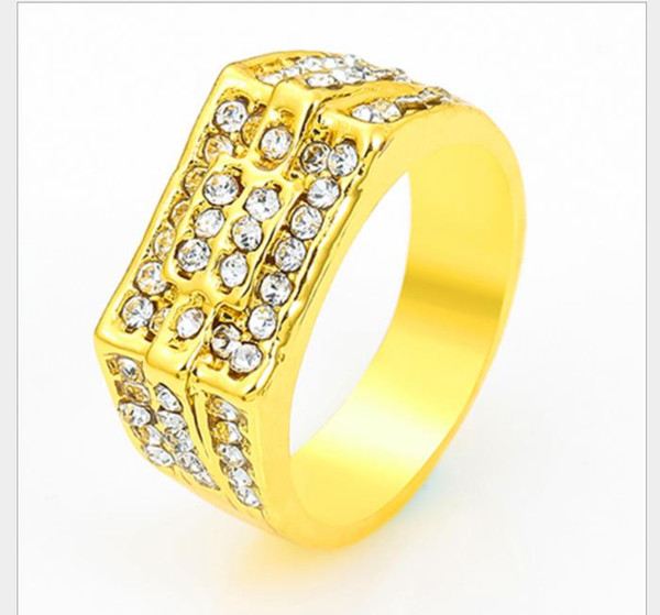 Gold-plated men's rings Wide diamond male ring