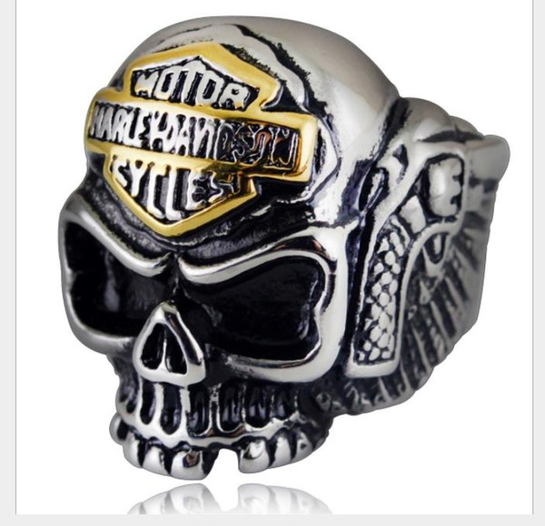 Jewelry punk rock wings Skull and tide men's rings