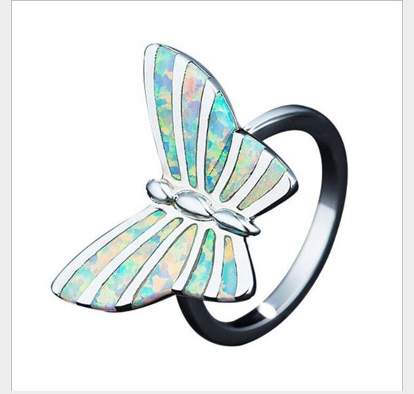 Opal rings creative Butterfly Ring